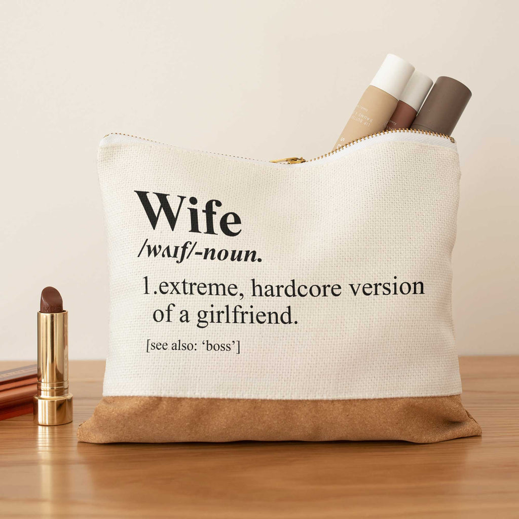 Wife Definition - Linen Makeup Bag With Cork - GOTShirts