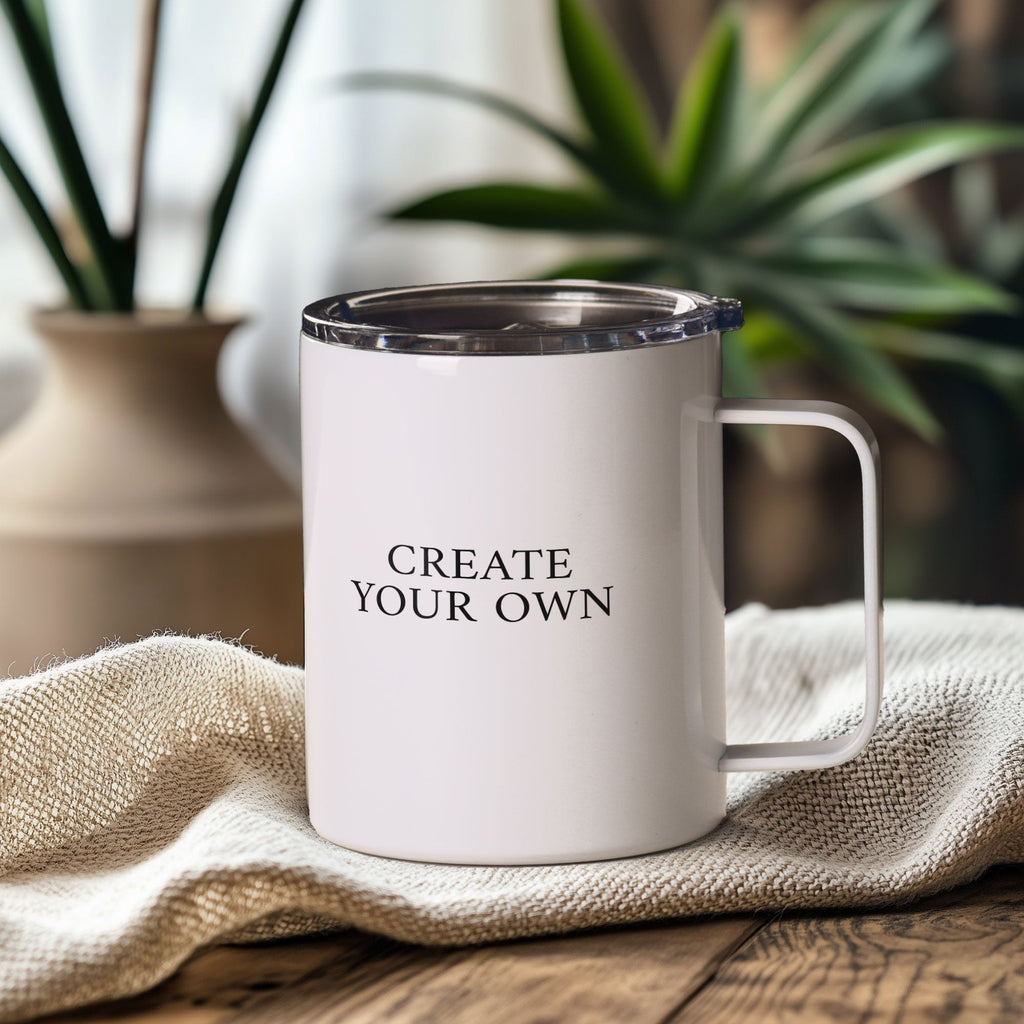 Create Your Own - White Stainless Steel Mug With Handle - GOTShirts
