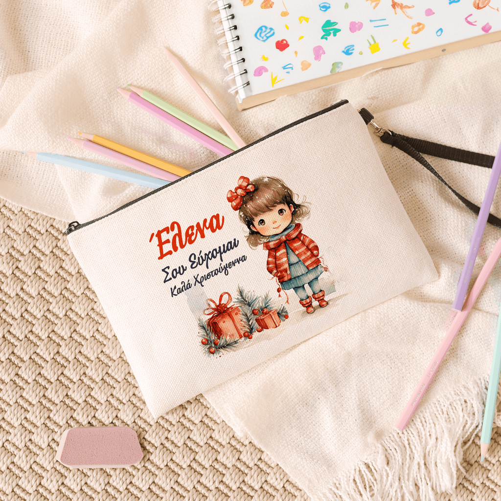 Christmas Girl - Linen Pencil Case - GOTShirts