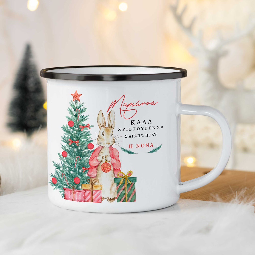 Christmas Bunny - Christmas S/Steel Enamel Mug - GOTShirts