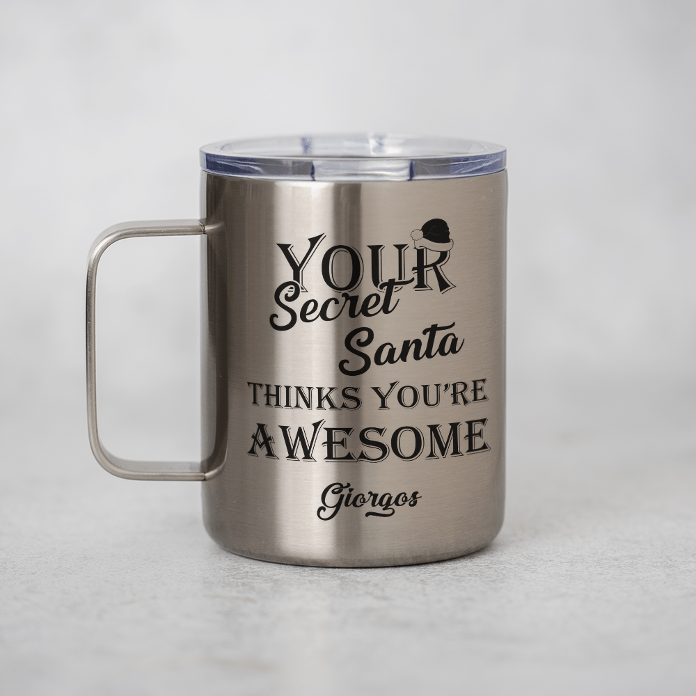Your Secret Santa - Silver Stainless Steel Mug With Handle - GOTShirts