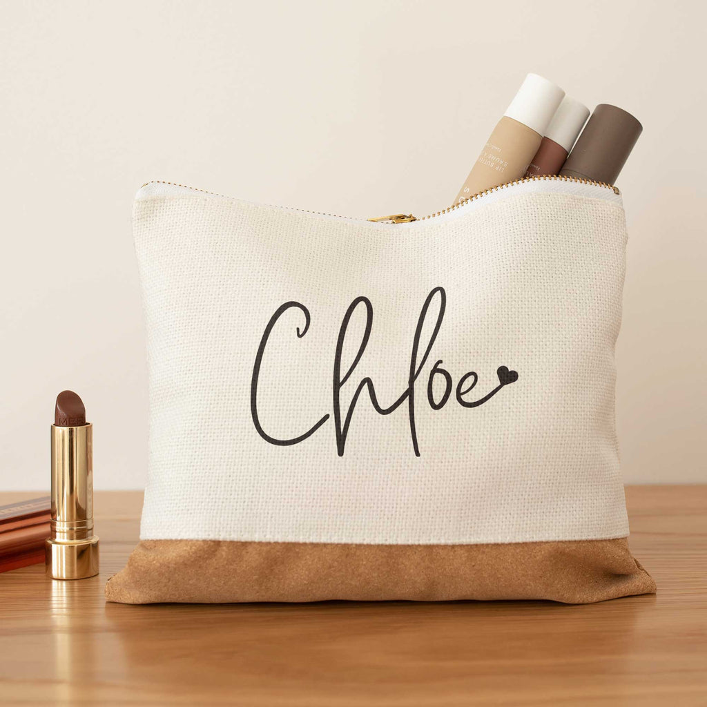 Name Only - Linen Makeup Bag With Cork