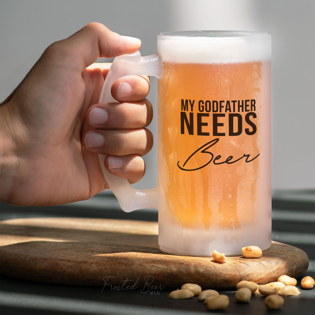 Godfather Needs Beer - Frosted Beer Glass - GOTShirts