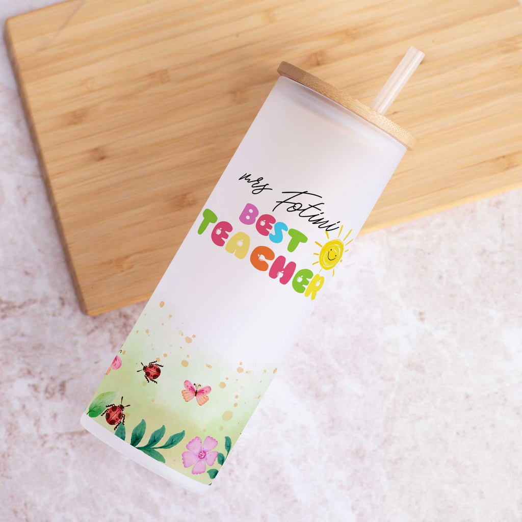 Best Teacher - Skinny Frosted Glass Tumbler - GOTShirts