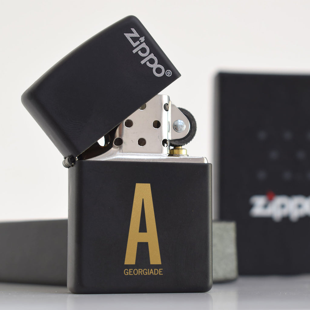 Big Initial - Black Zippo® Lighter (Engraved) - GOTShirts