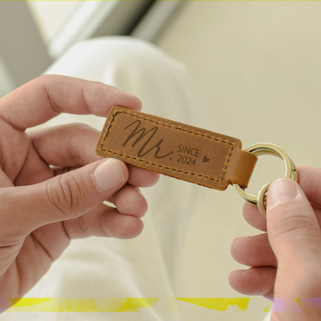 Mr. Since - Engraved Leather Keyring - GOTShirts