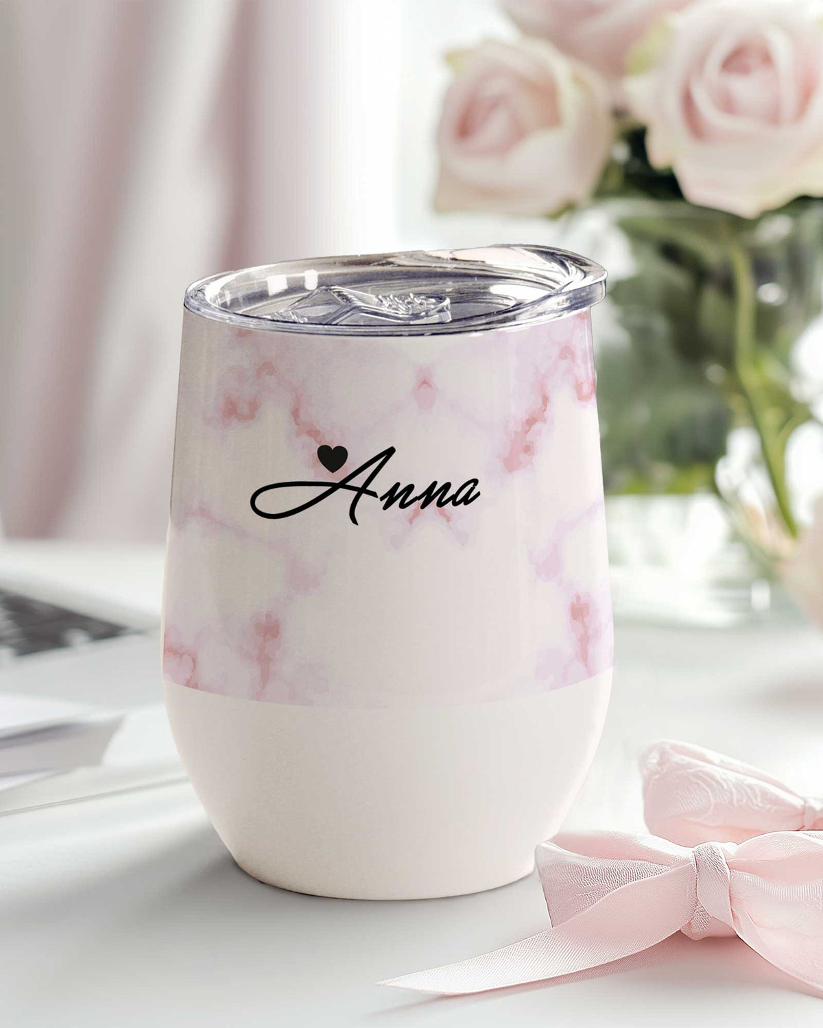 Pink Marble - Stainless Steel White Mug - GOTShirts