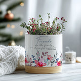 Ceramic Flower Pot With Bamboo Base