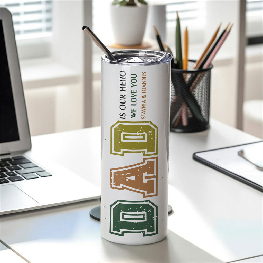 DAD - Stainless Steel Skinny Tumbler With Straw - GOTShirts