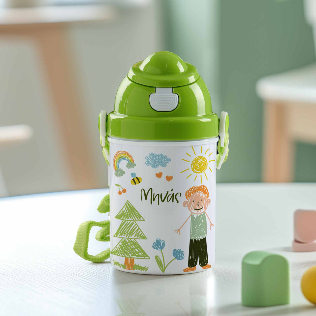 Sunny Day Boy - Plastic Colored Water Bottle - GOTShirts