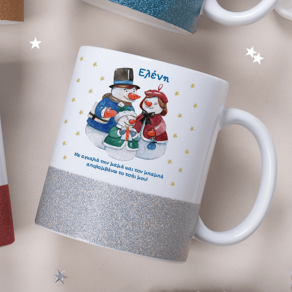 Snowman Family - Ceramic Glitter Mug - GOTShirts