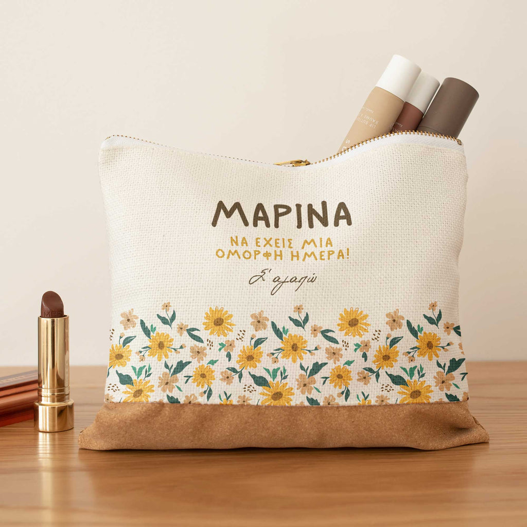 Have A Nice Day - Linen Makeup Bag With Cork - GOTShirts