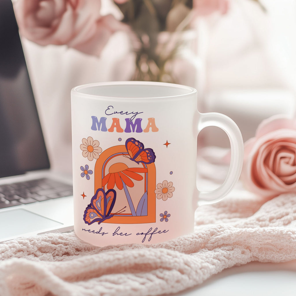 Mama Butterflies - Frosted Glass Mug - GOTShirts