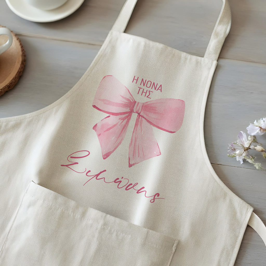 Pink Bow - Linen Cooking Apron - GOTShirts