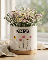 We Love You Mom - Ceramic Flower Pot With Bamboo Base - GOTShirts