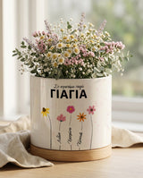 We Love You Grandma - Ceramic Flower Pot With Bamboo Base - GOTShirts