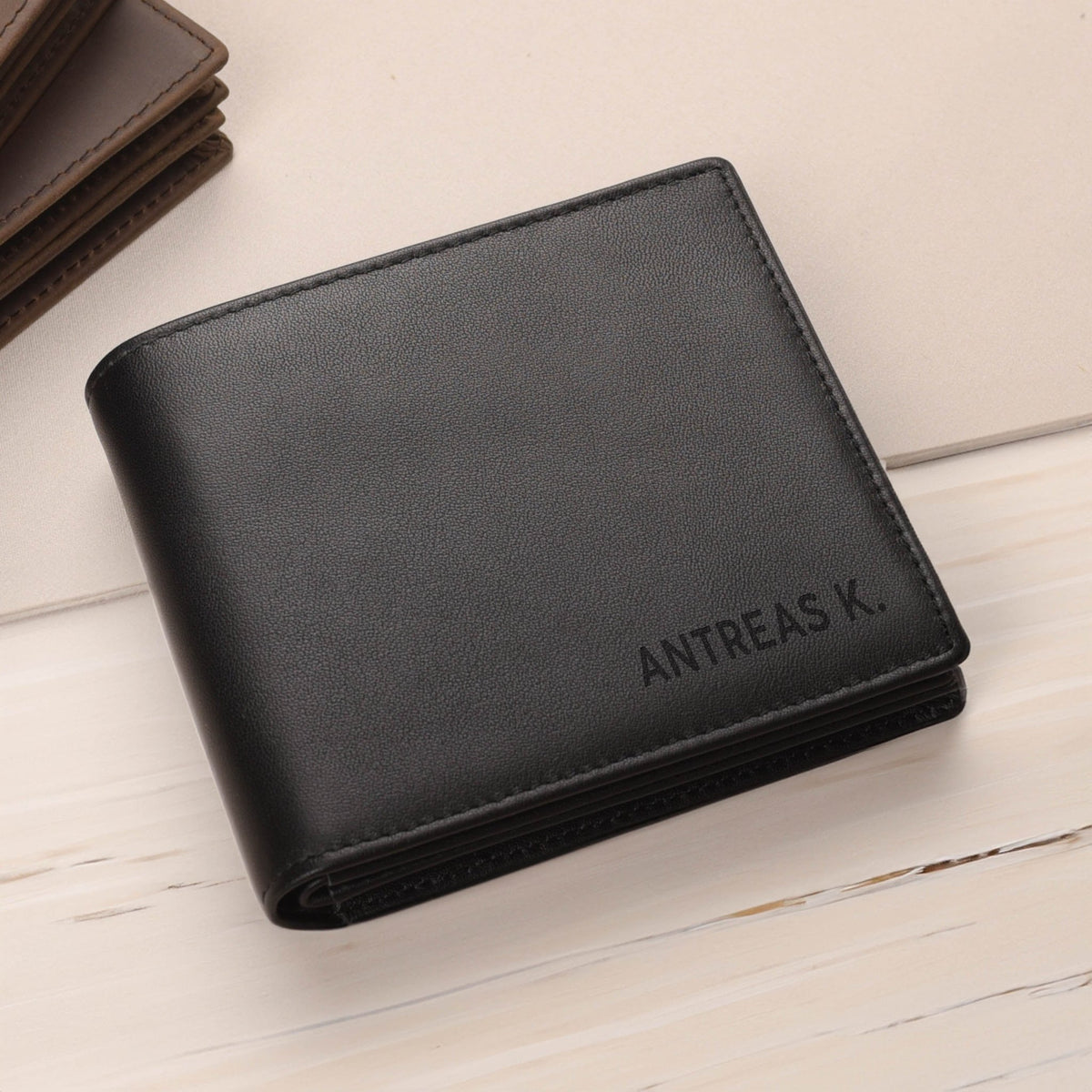 Name Bottom Right - Men's Leather Wallet (Engraved) - GOTShirts