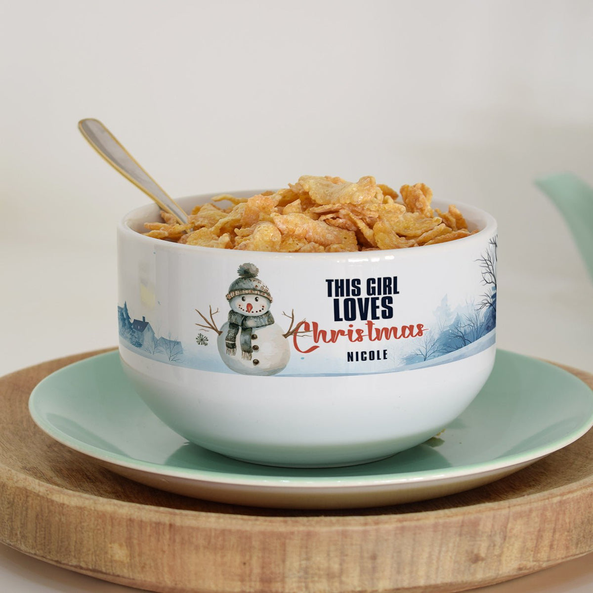 This Girl Loves Christmas - Personalized Ceramic Bowl - GOTShirts