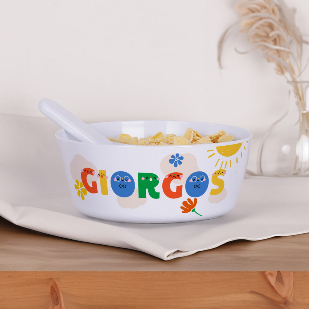 Personalized Polymer Bowl - Colorful Letters - GOTShirts