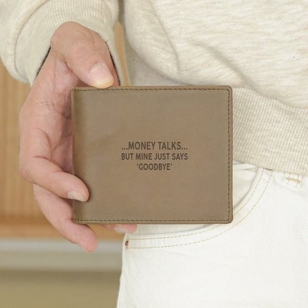 Money Talks - Men's Leather Wallet (Engraved) - GOTShirts