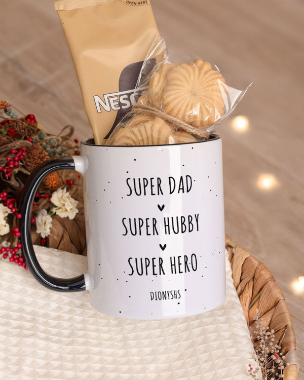 Super Dad, Hubby, Hero - Black Mug Gift Box - GOTShirts