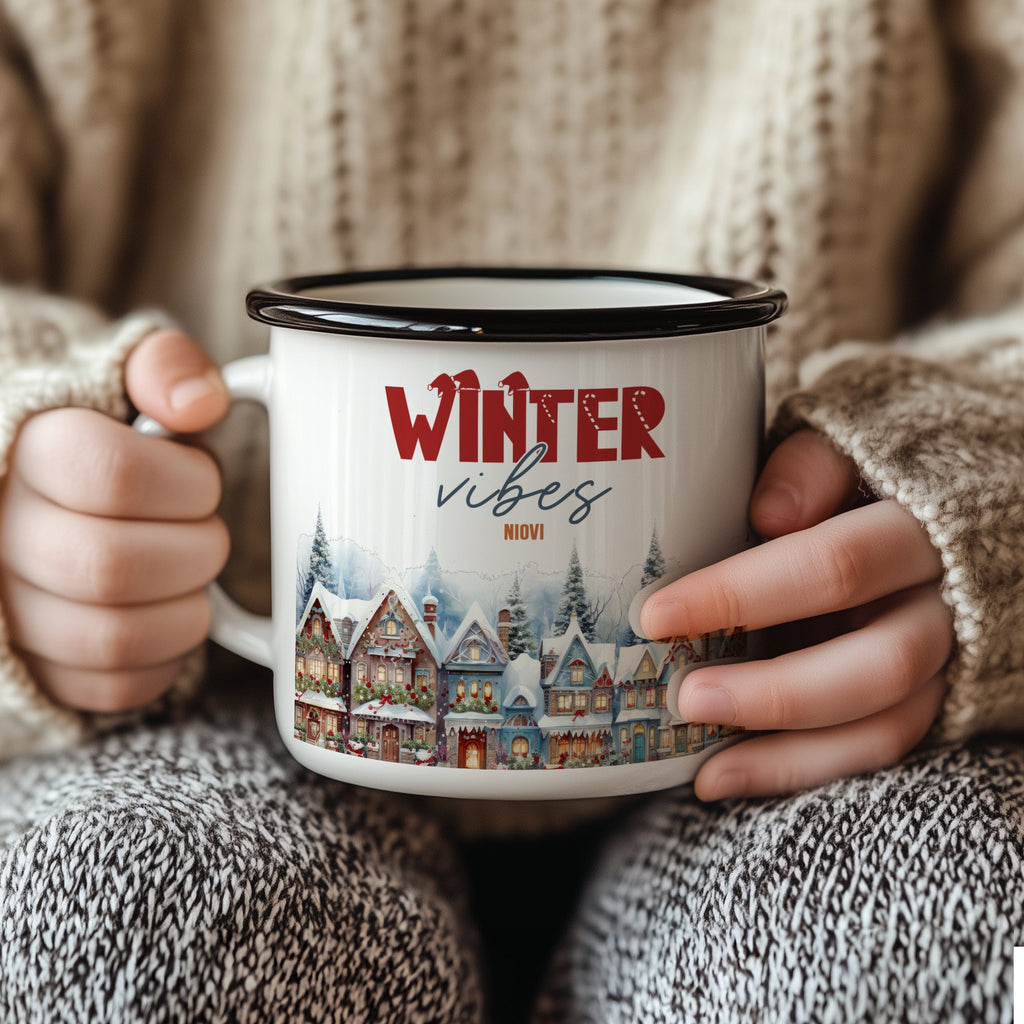 Winter Vibes - Christmas S/Steel Enamel Mug - GOTShirts