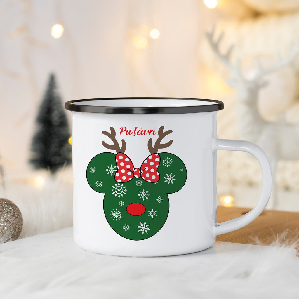 Cute Girl Mouse - Christmas S/Steel Enamel Mug - GOTShirts