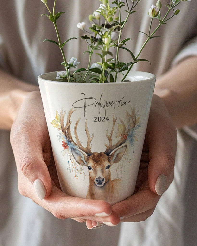 Watercolor Reindeer - Flower Pot - GOTShirts