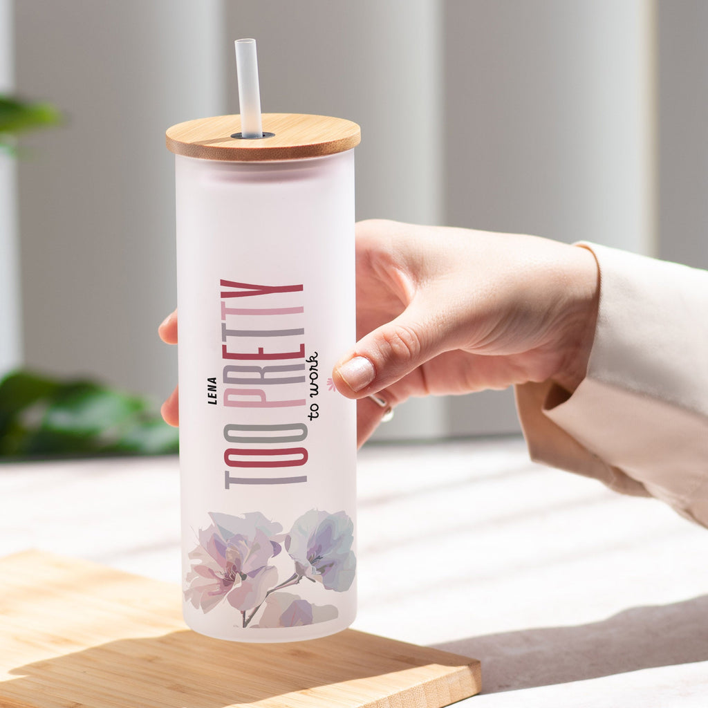 Too Pretty To Work - Skinny Frosted Glass Tumbler - GOTShirts