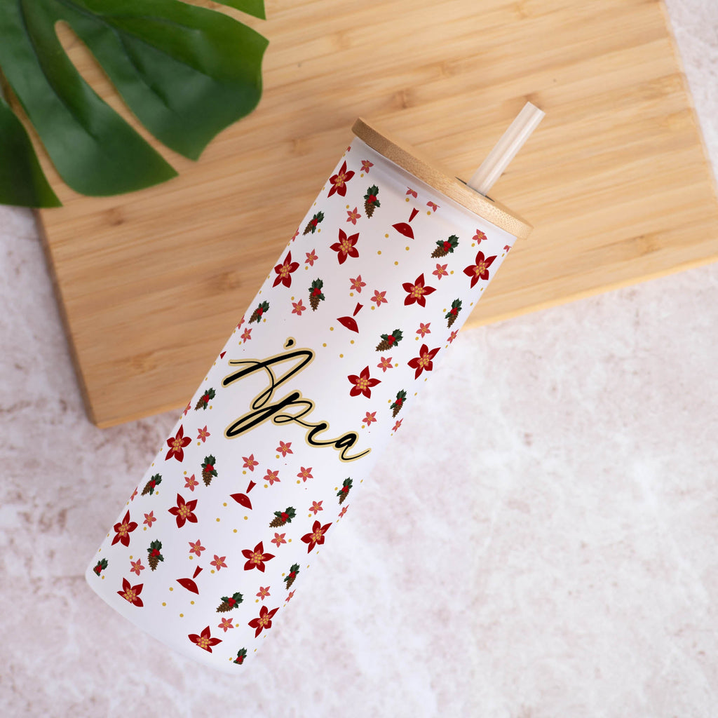 Christmas Pattern - Skinny Frosted Glass Tumbler - GOTShirts