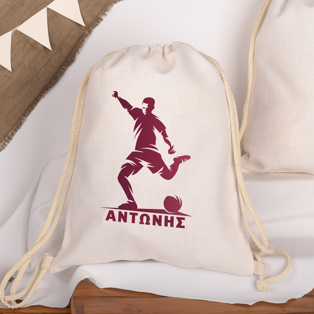 Football Boy - Drawstring Bag Linen