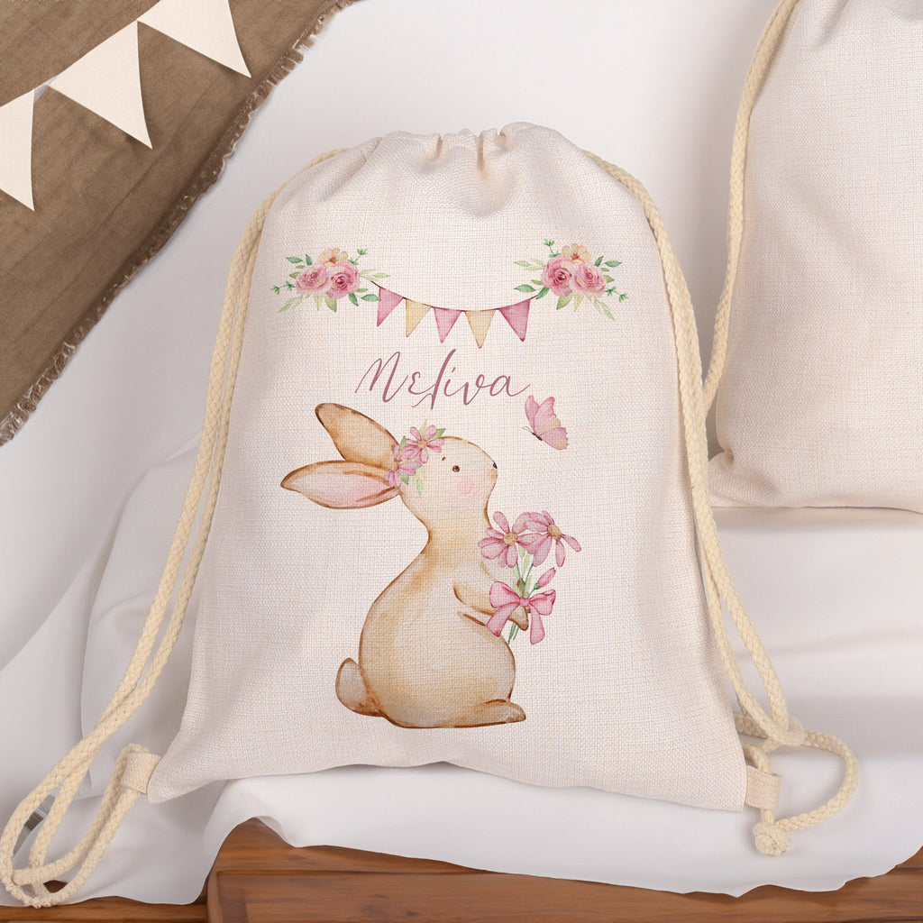 Cute Bunny - Drawstring Bag Linen