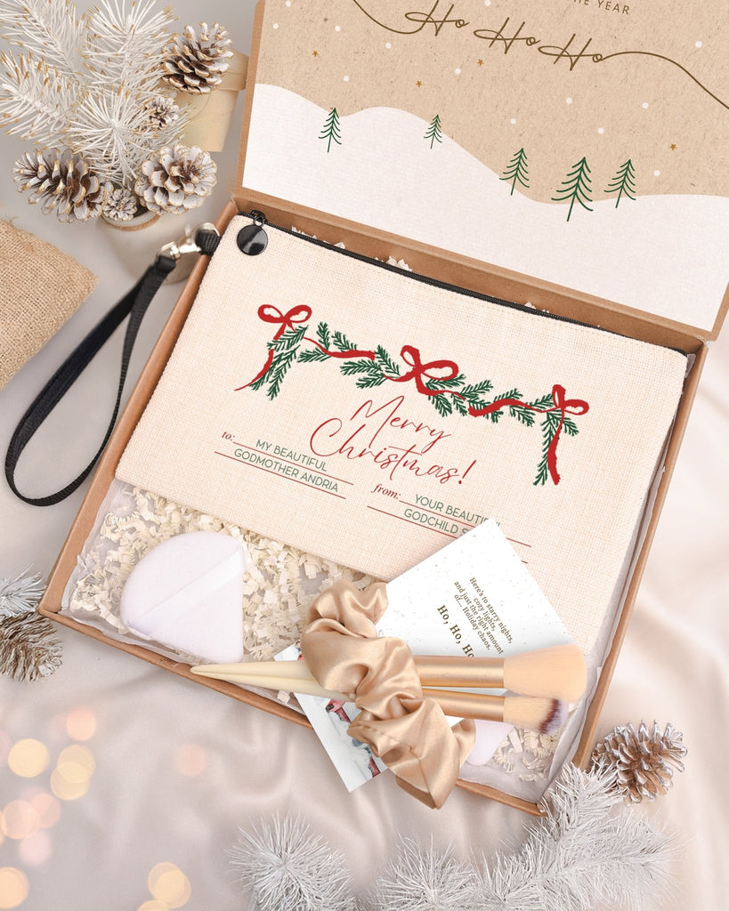 Merry Christmas My Beautiful Godmother - Makeup Bag Gift Box - GOTShirts