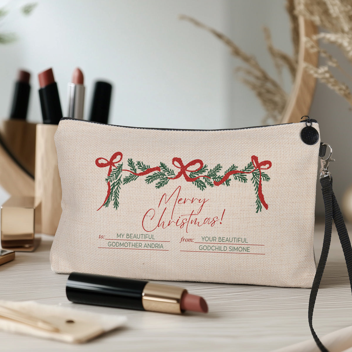 Merry Christmas My Beautiful Godmother - Makeup Bag Gift Box - GOTShirts