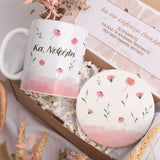 Teacher Pink Flowers - Ceramic Mug 11oz & Coaster Gift Box - GOTShirts