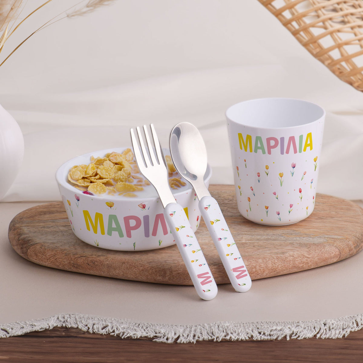 Little Treasures Mealtime Set - Tulips Pattern - GOTShirts
