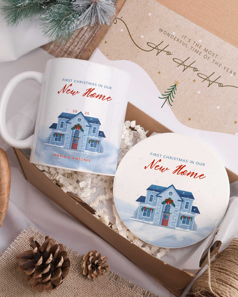 First Christmas In Our New Home - Ceramic Mug 11oz & Coaster Gift Box - GOTShirts