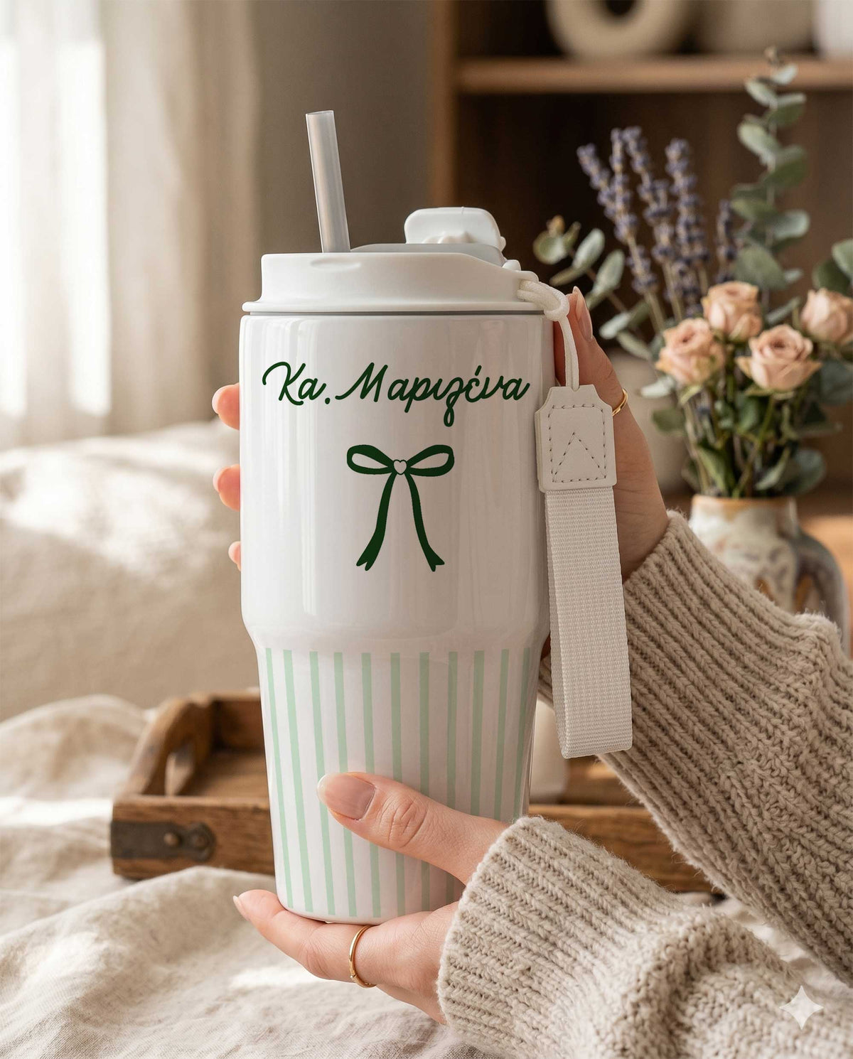 Pink Stripes - Tumbler With Portable Lid - GOTShirts