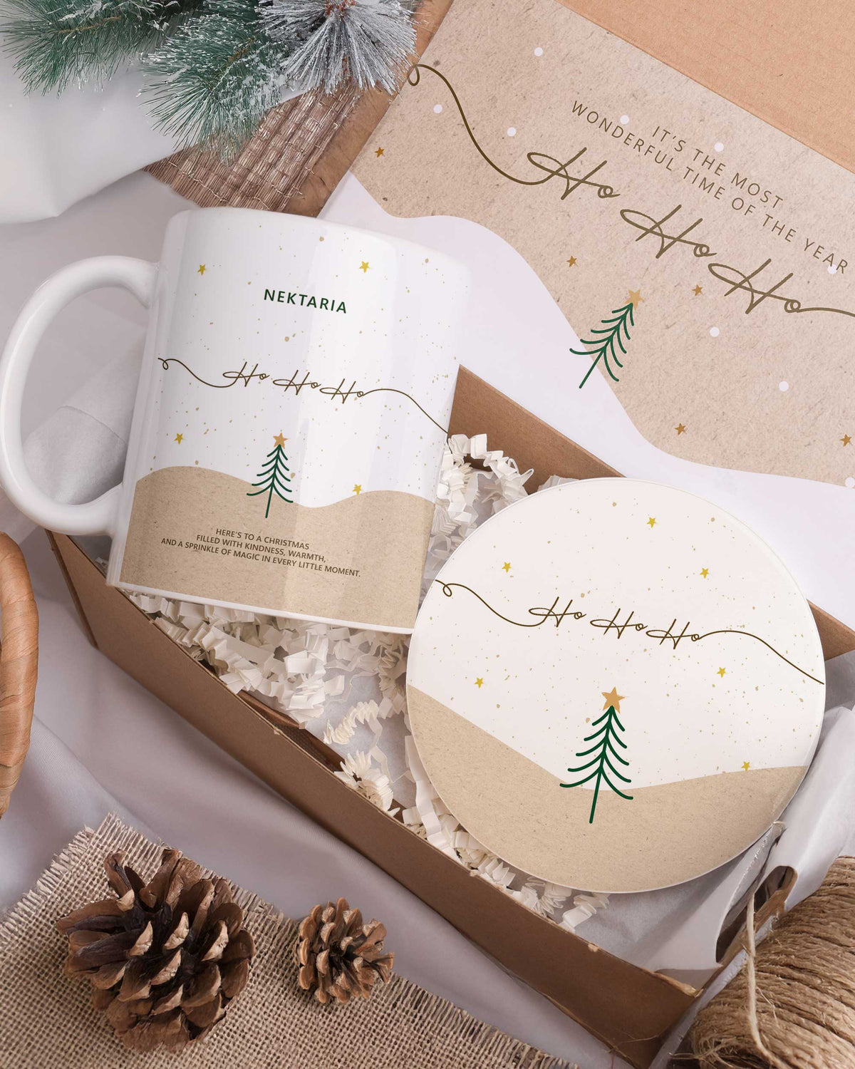 Hohoho - Ceramic Mug 11oz & Coaster Gift Box - GOTShirts