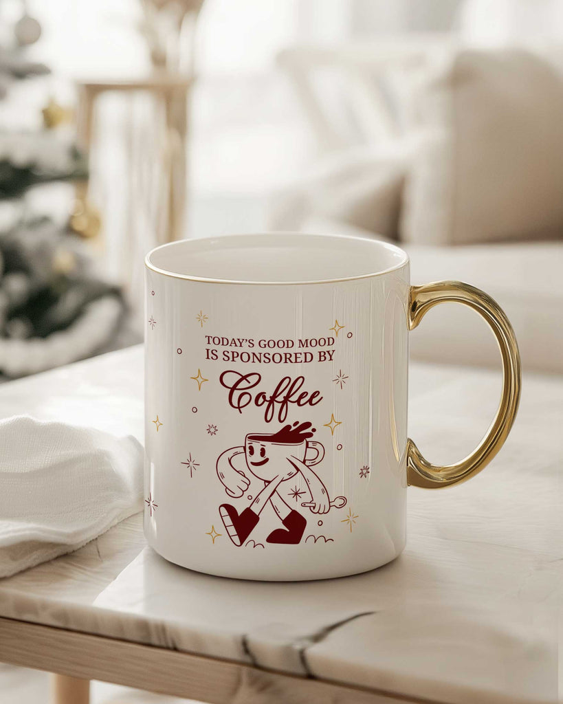 Sponsored By Coffee - Ceramic Gold Handle Mug - GOTShirts