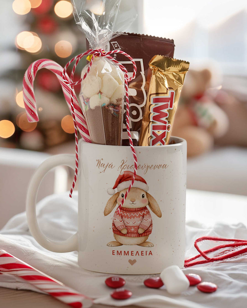 Christmas Bunny - Ceramic Mug Hot Chocolate Gift Set - GOTShirts