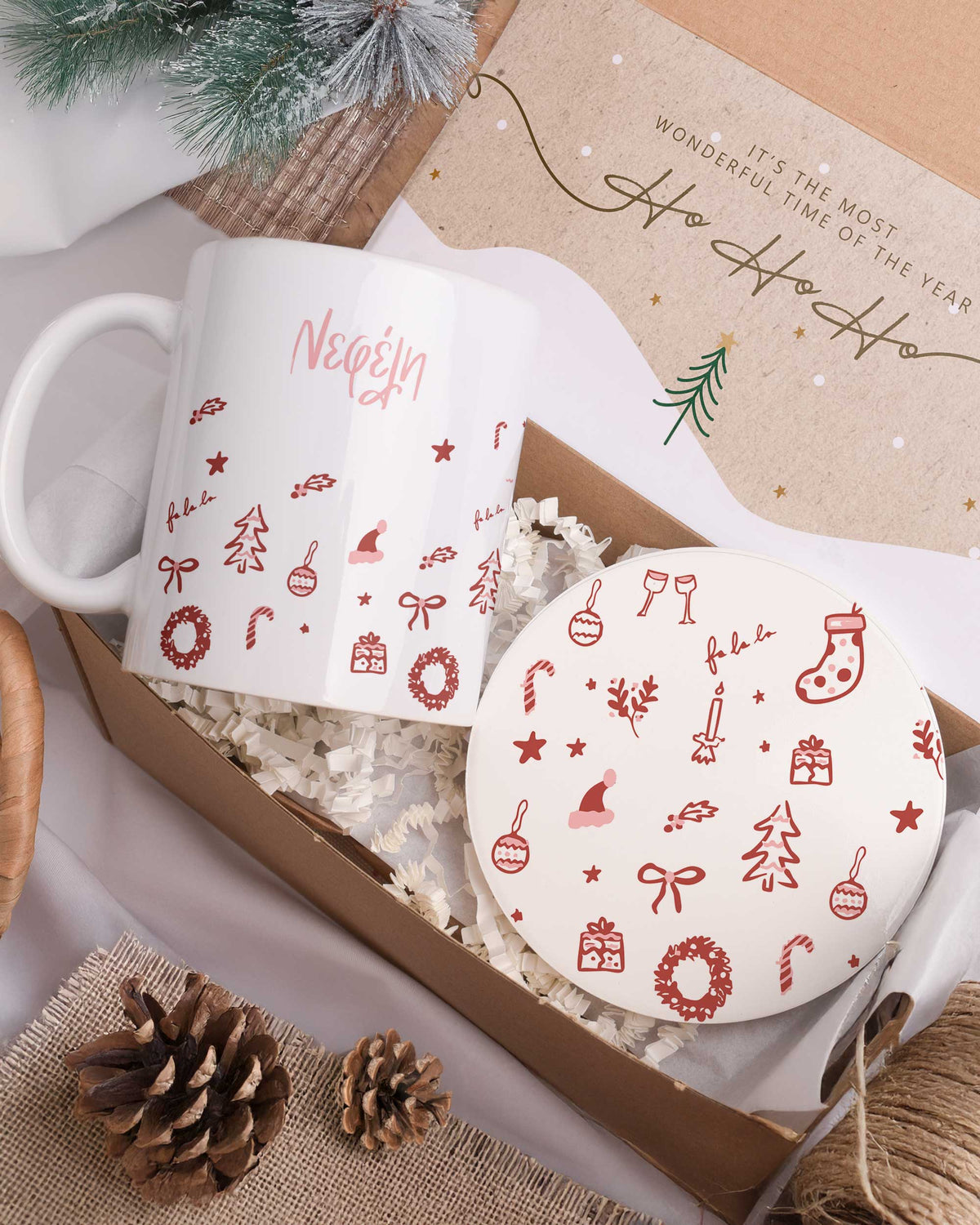 Red Pattern - Ceramic Mug 11oz & Coaster Gift Box - GOTShirts