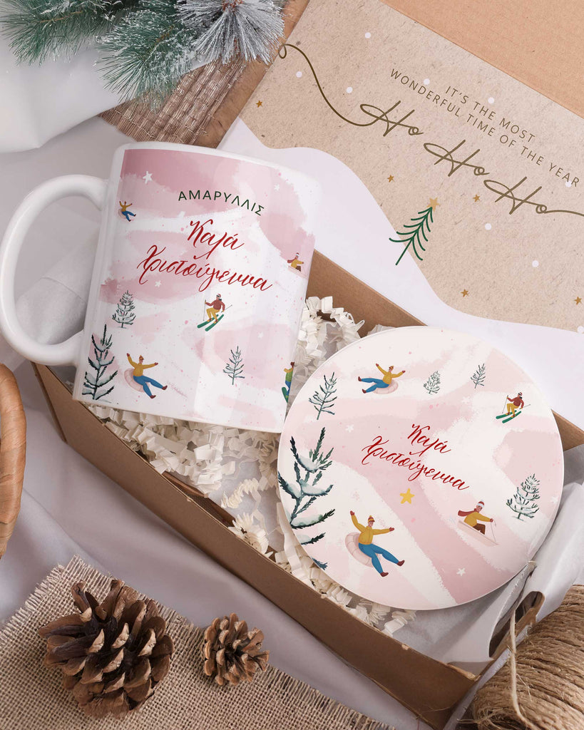 Pink Snowboard - Ceramic Mug 11oz & Coaster Gift Box - GOTShirts