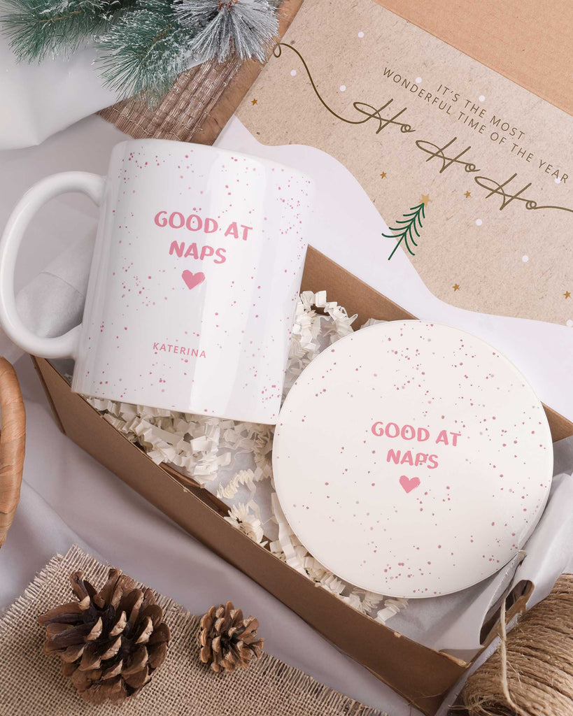 Good At Naps Pink - Ceramic Mug 11oz & Coaster Gift Box - GOTShirts