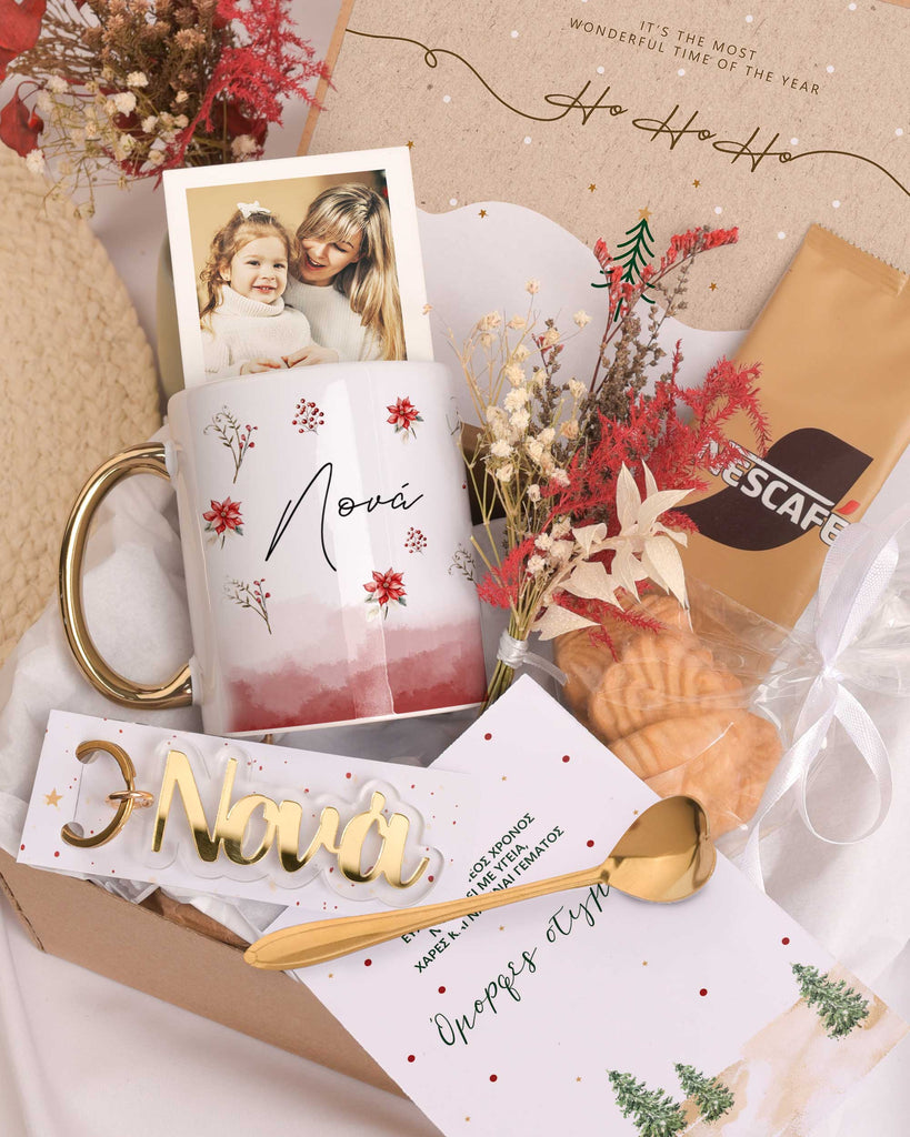 Red Flowers Pattern Godmother - Christmas Gold Gift Box - GOTShirts