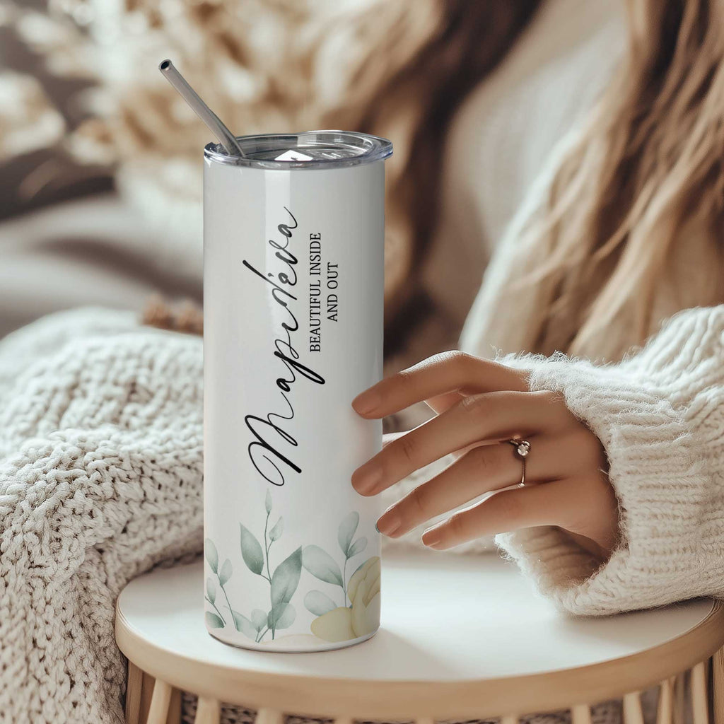 Beautiful Inside Out - Stainless Steel Skinny Tumbler With Straw - GOTShirts