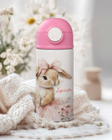 Bunny Ballerina - Double Wall Colored Water Bottle - GOTShirts