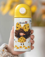 Curly Girl - Double Wall Colored Water Bottle - GOTShirts