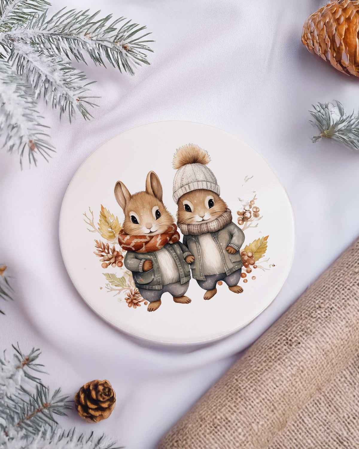 Squirrel Couple - Ceramic Mug 11oz & Coaster Gift Box - GOTShirts