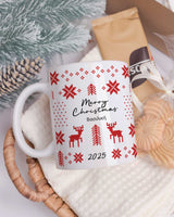 Merry Christmas Red Pattern - Ceramic Mug 11oz & Coaster Gift Box - GOTShirts